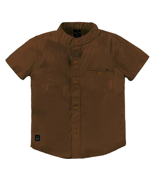 BRUCEWANE Regular Fit Half Sleeve Soft Fabric Coffee Shirt for Kids