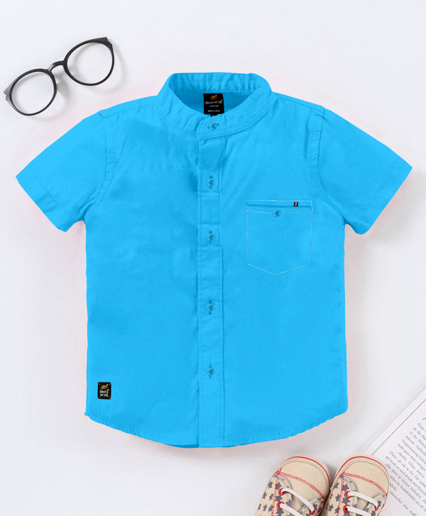 BRUCEWANE Regular Fit Half Sleeve Soft Fabric Firozi Shirt for Kids