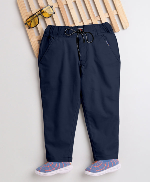 BRUCEWANE Regular Fit Navy Blue Trousers for Kids