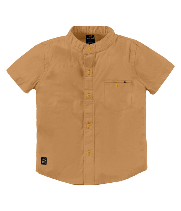 BRUCEWANE Regular Fit Half Sleeve Soft Fabric Khaki Shirt for Kids