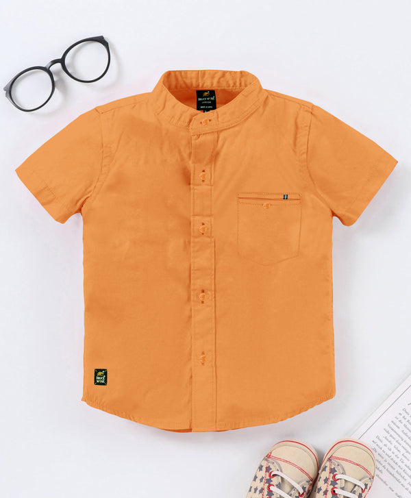 BRUCEWANE Regular Fit Half Sleeve Soft Fabric Light Orange Shirt for Kids