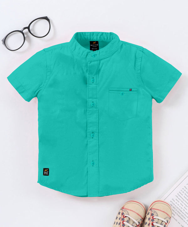 BRUCEWANE Regular Fit Half Sleeve Soft Fabric Mint Green Shirt for Kids