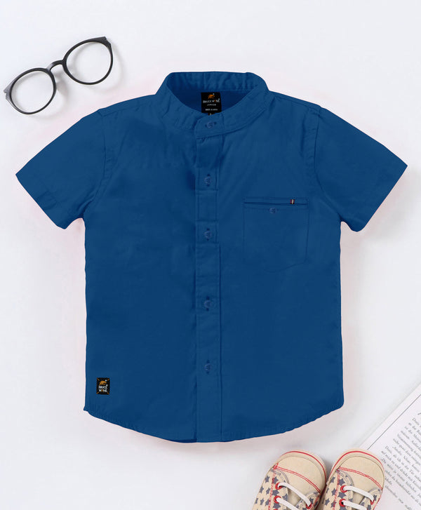 BRUCEWANE Regular Fit Half Sleeve Soft Fabric Navy Blue Shirt for Kids