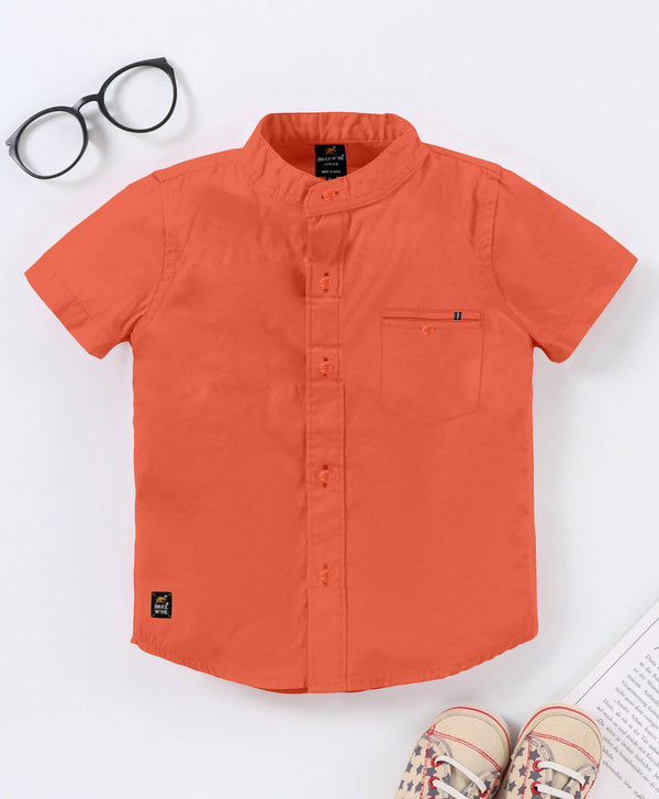 BRUCEWANE Regular Fit Half Sleeve Soft Fabric Orange Shirt for Kids