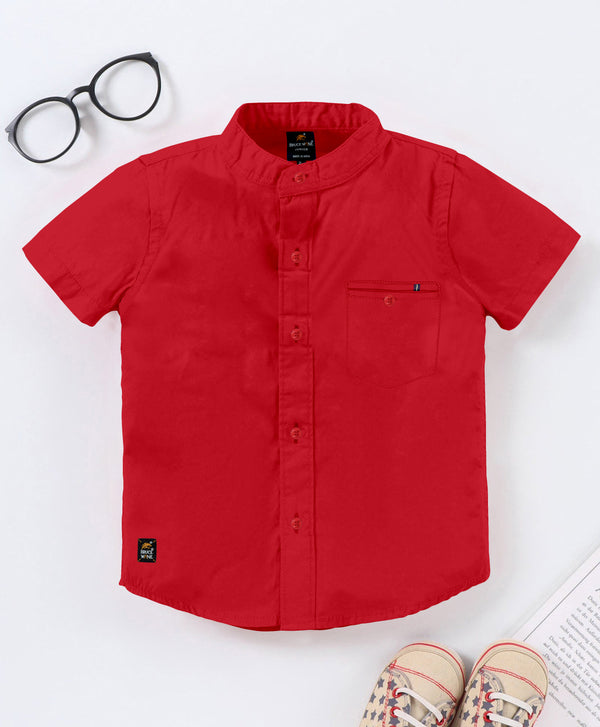 BRUCEWANE Regular Fit Half Sleeve Soft Fabric Red Shirt for Kids